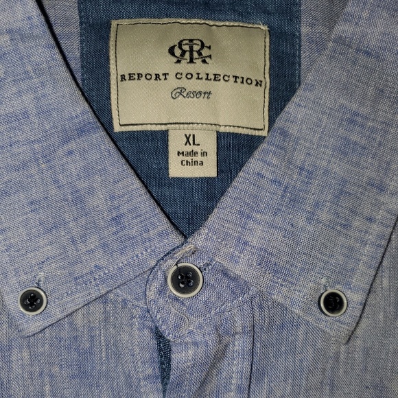 Report Collection Blue Button Down Sz. XL - Picture 3 of 4